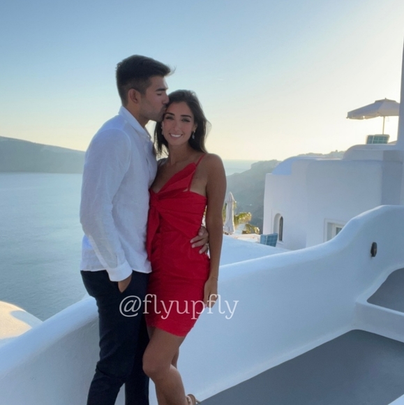 Zara Ruched Bow Red Mini Dress - Picture 7 of 10